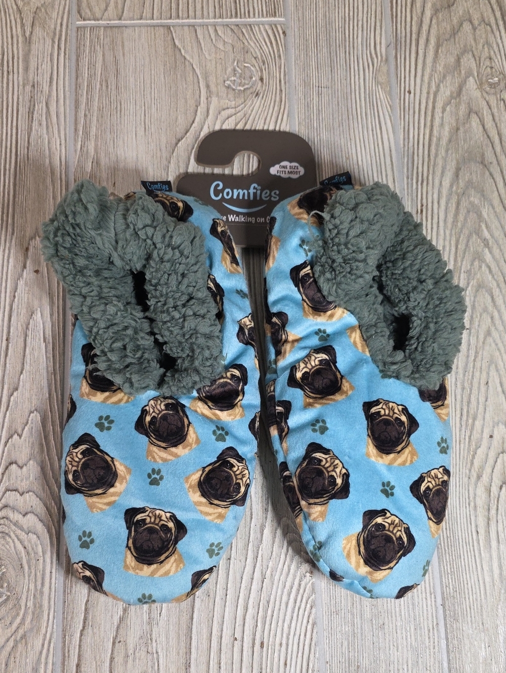 Comfies Pug Dog Slippers Adult One Size Fits Most NEW